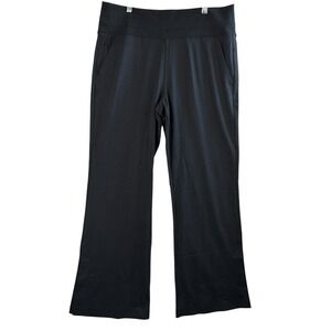 Athleta Venice Pant Black Sz L Wide Leg Split Hem Stretch Minimalist Business